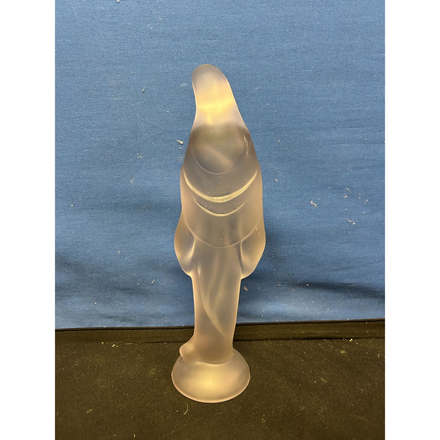 Frosted Glass Virgin Mary Figurine Religious Decor 8 Inches Tall Spiritual Home Accent Collectible