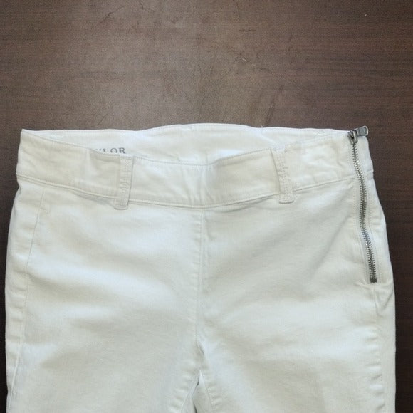 Ann Taylor White Skinny Jeans with Textured Fabric