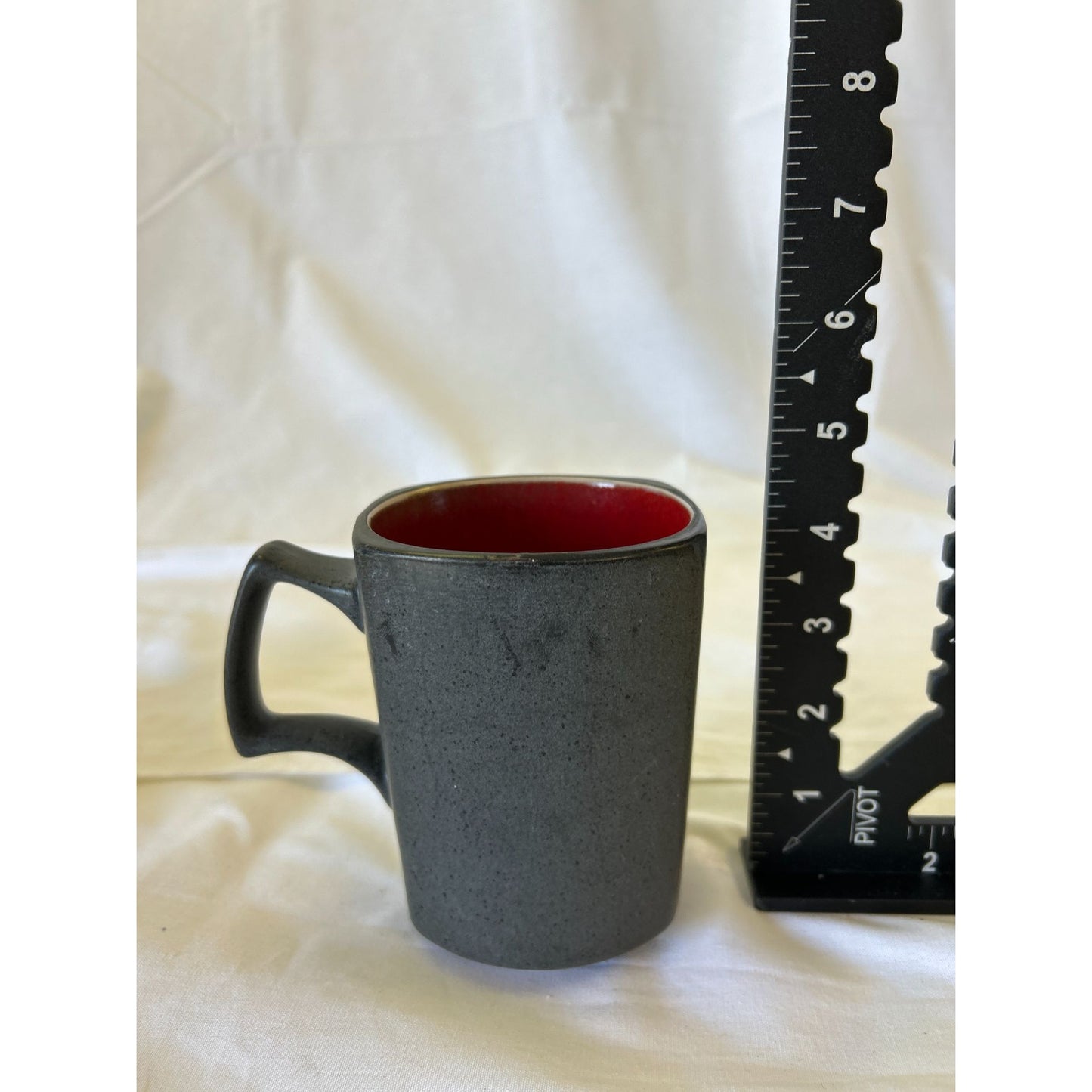 Gray & Red Ceramic Mug 12 Oz Modern Coffee Cup