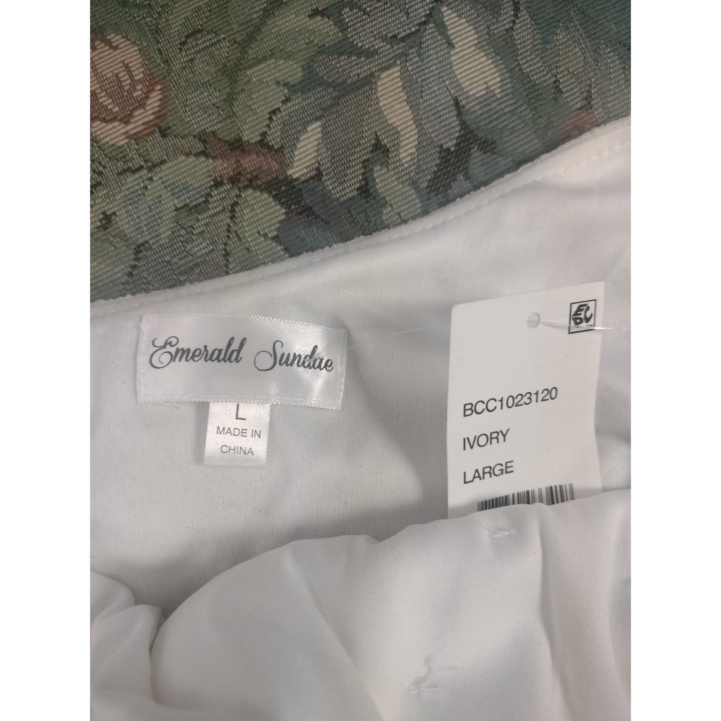 One-Shoulder Ivory Mini Dress With Beaded Detail By Emerald Sundae Size Large