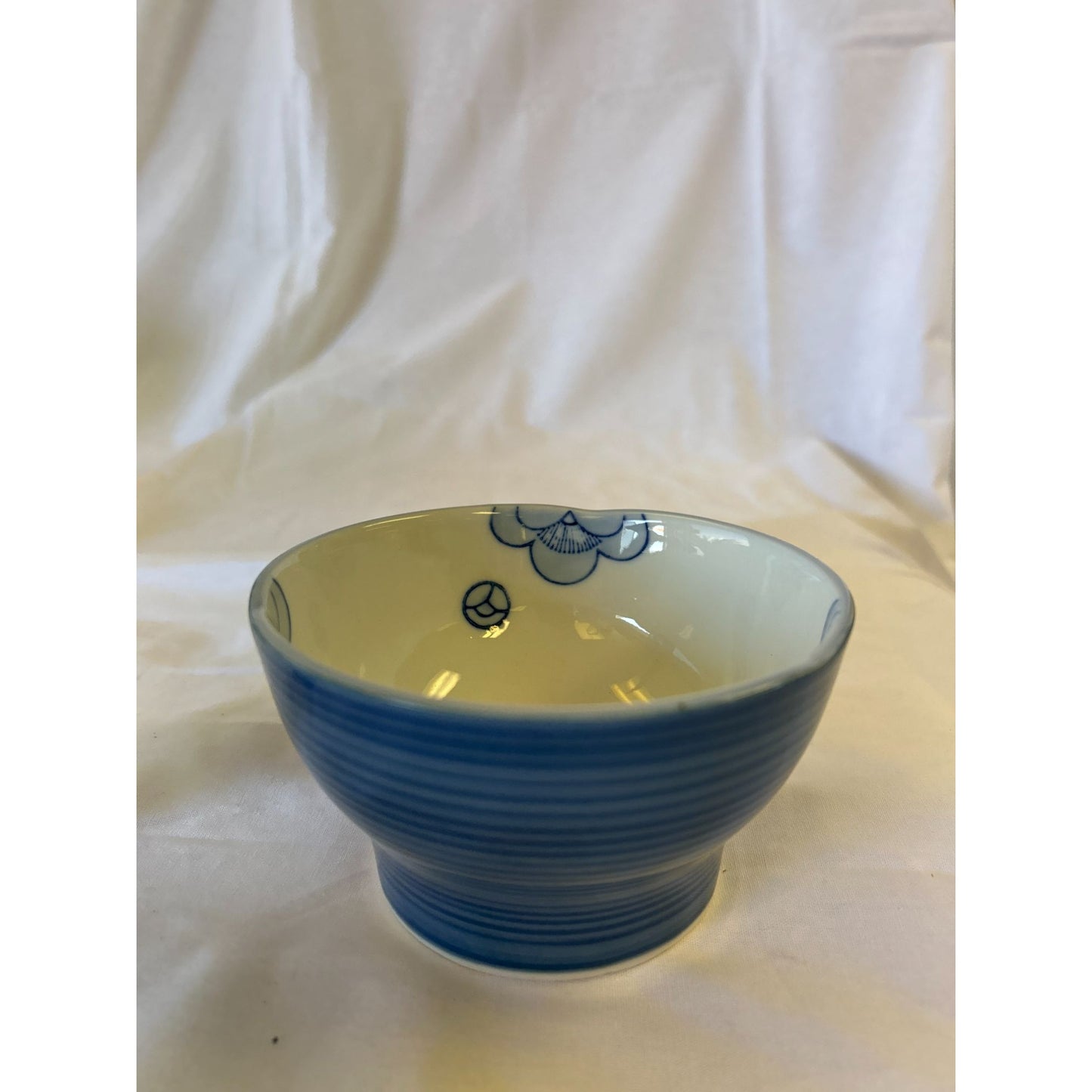 Blue & White Porcelain Bowl With Floral Design