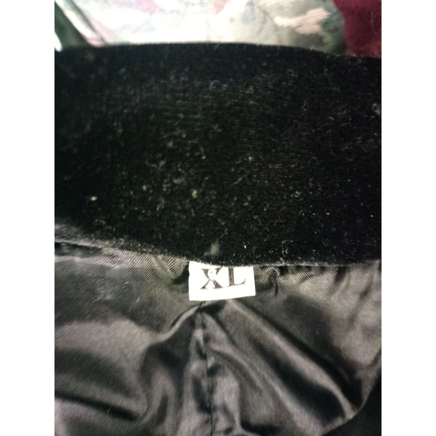 Vintage Black Velvet Floral Embroidered Jacket With Frog Closures XL