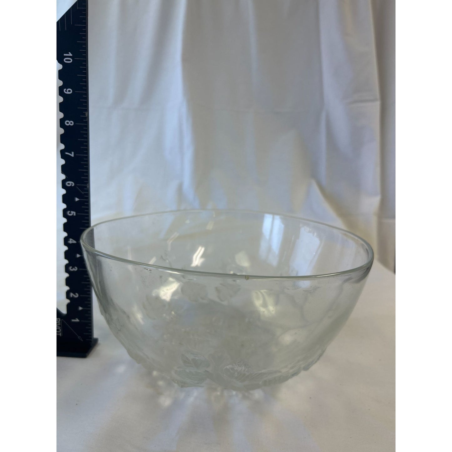Vintage Clear Glass Bowl With Floral Embossed Design