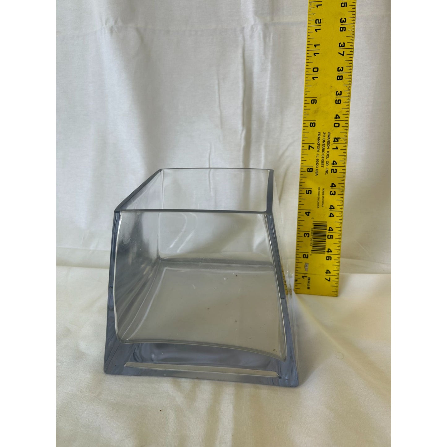 Modern Clear Glass Vase Geometric Design 6" Tall For Home Or Office Decor