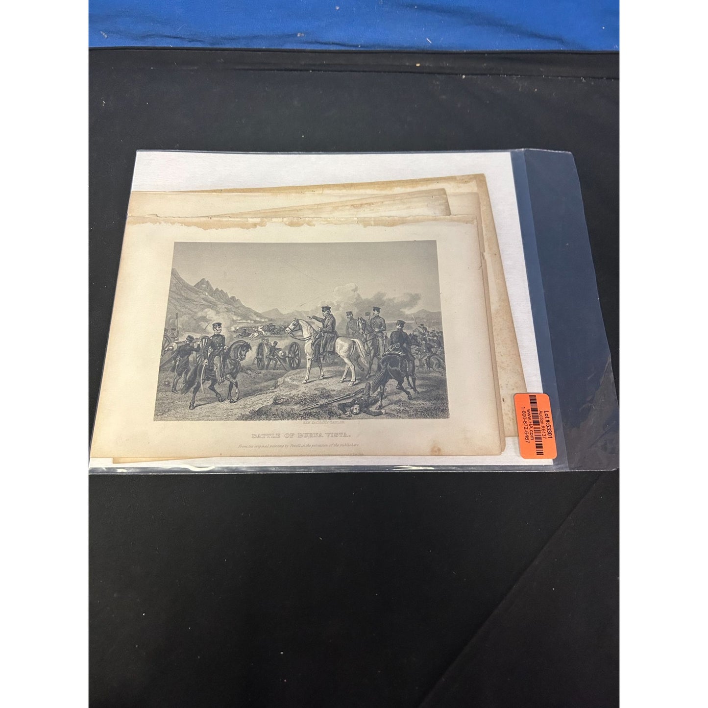 Antique Battle Of Buena Vista Engraving Print With Protective Sleeve