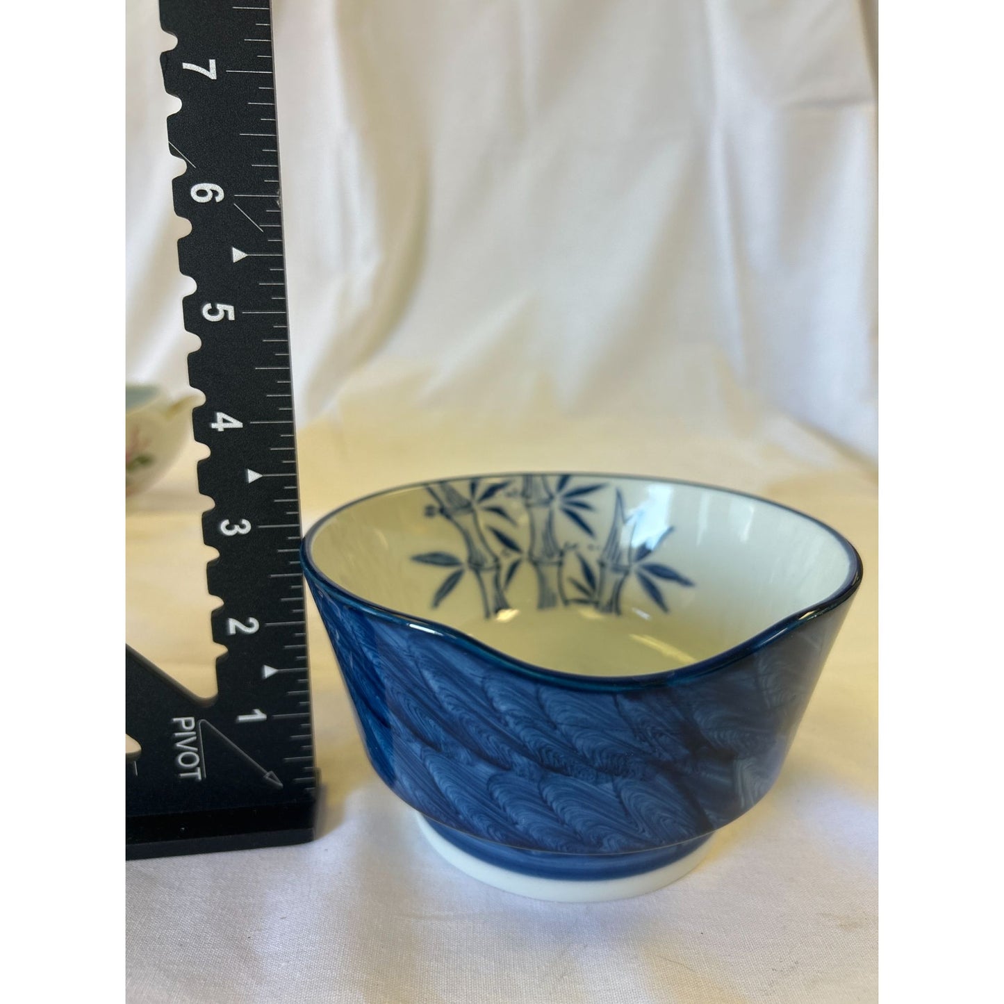 Blue & White Bamboo Design Porcelain Bowl