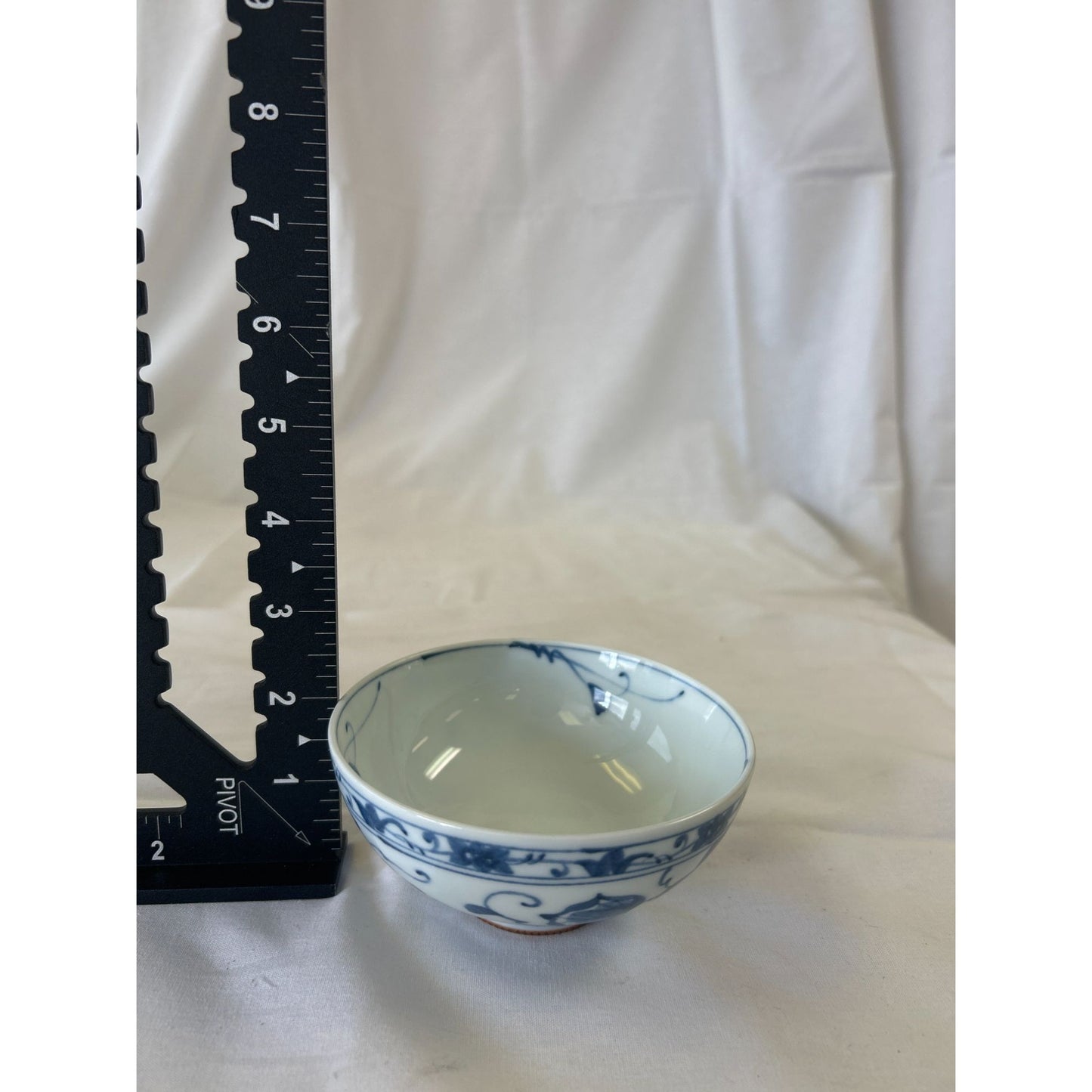 Vintage Blue & White Porcelain Bowl With Floral Pattern 4.5" Diameter