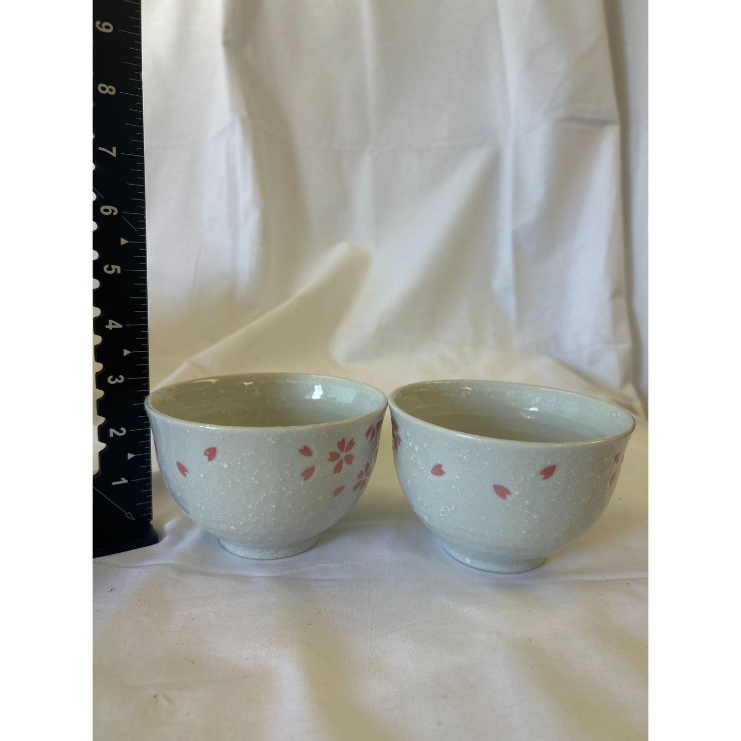 Set Of 2 Ceramic Tea Cups With Pink Floral Design