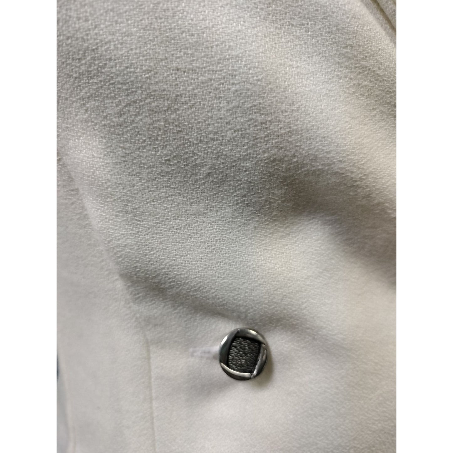 Vintage Ivory Double-Breasted Long Blazer Dress With Silver Button Accents