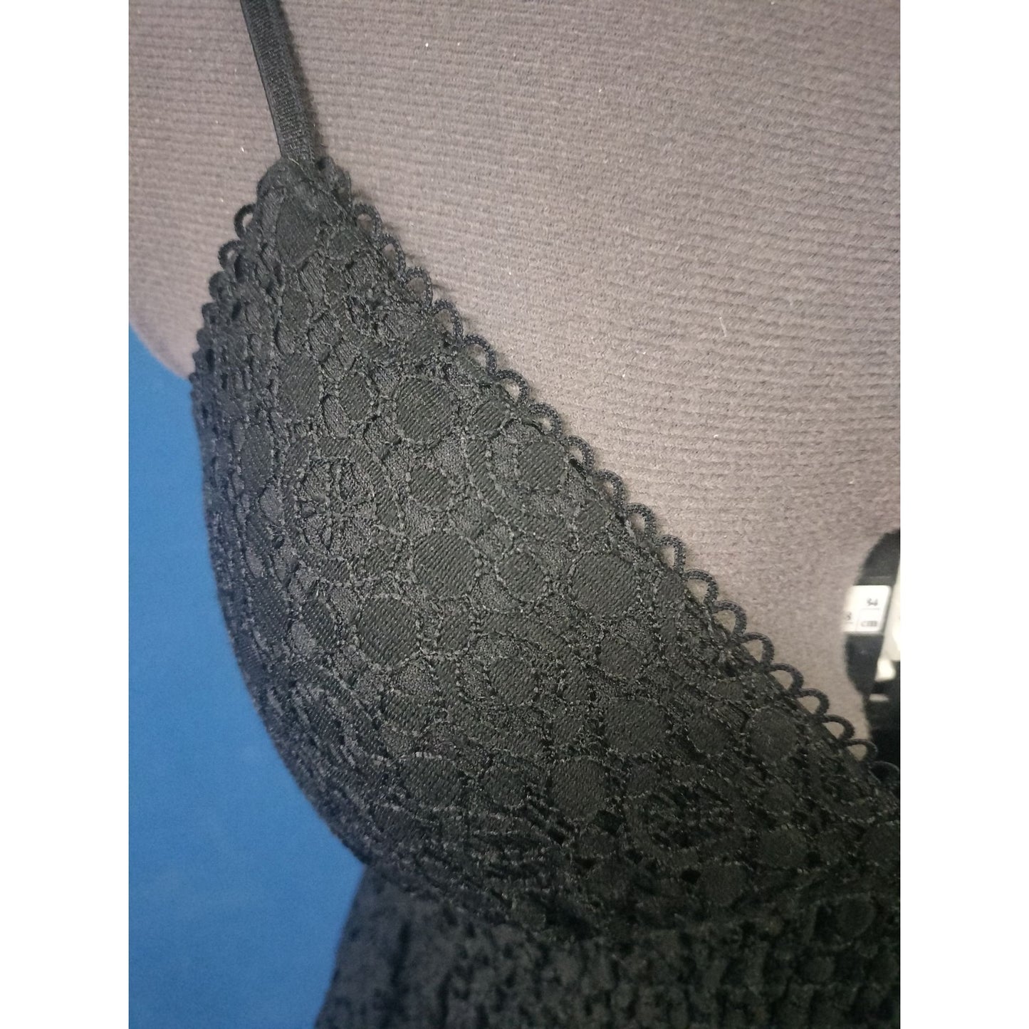 Black Lace Sleeveless Dress With Adjustable Straps & Smocked Waist By Mystil Size M