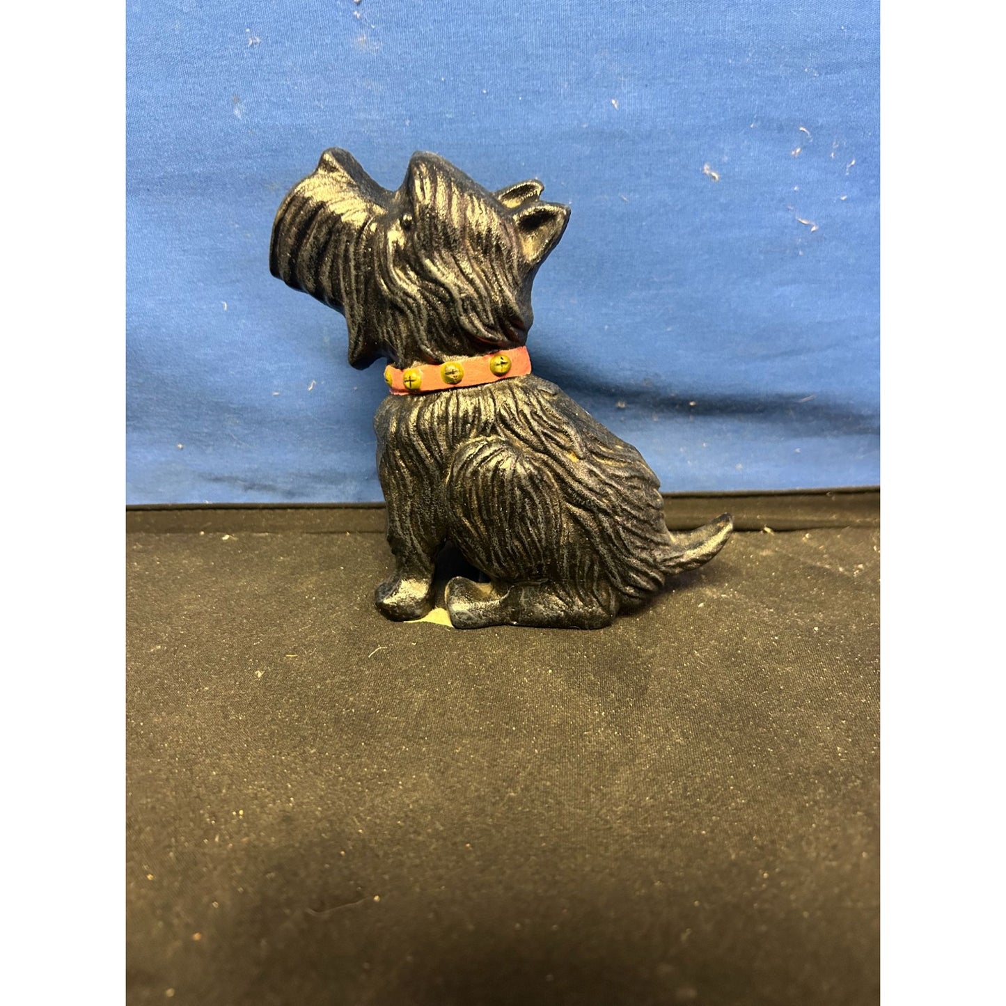 Cast Iron Scottie Dog Figurine With Red Collar