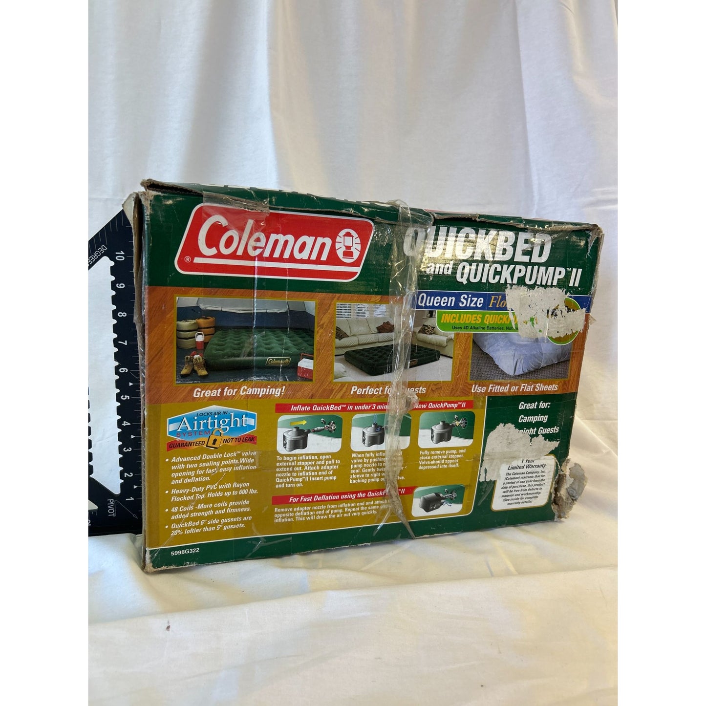 Coleman Quickbed & Quickpump II Queen Size Flocked Air Mattress With Pump