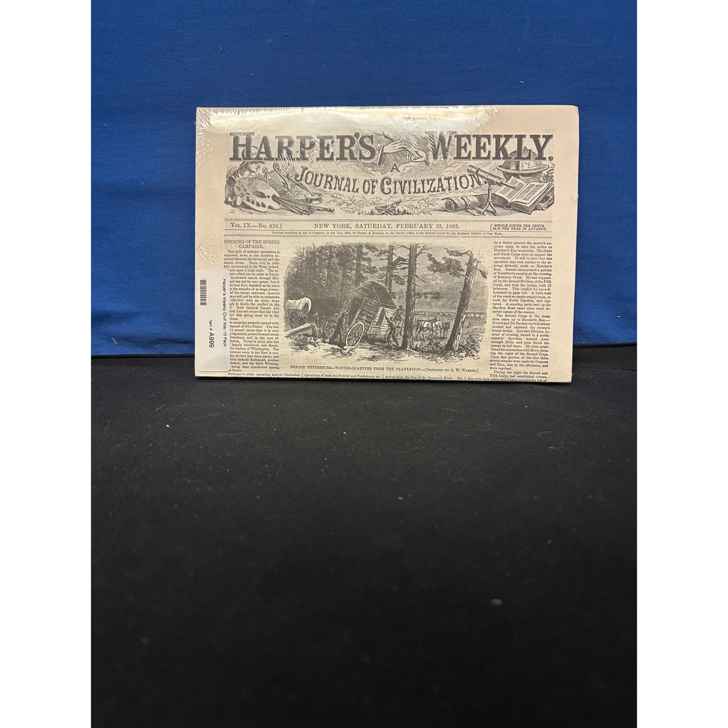 Harpers Weekly Journal Of Civilization February 25,1865 Antique Newspaper Reprint Sealed