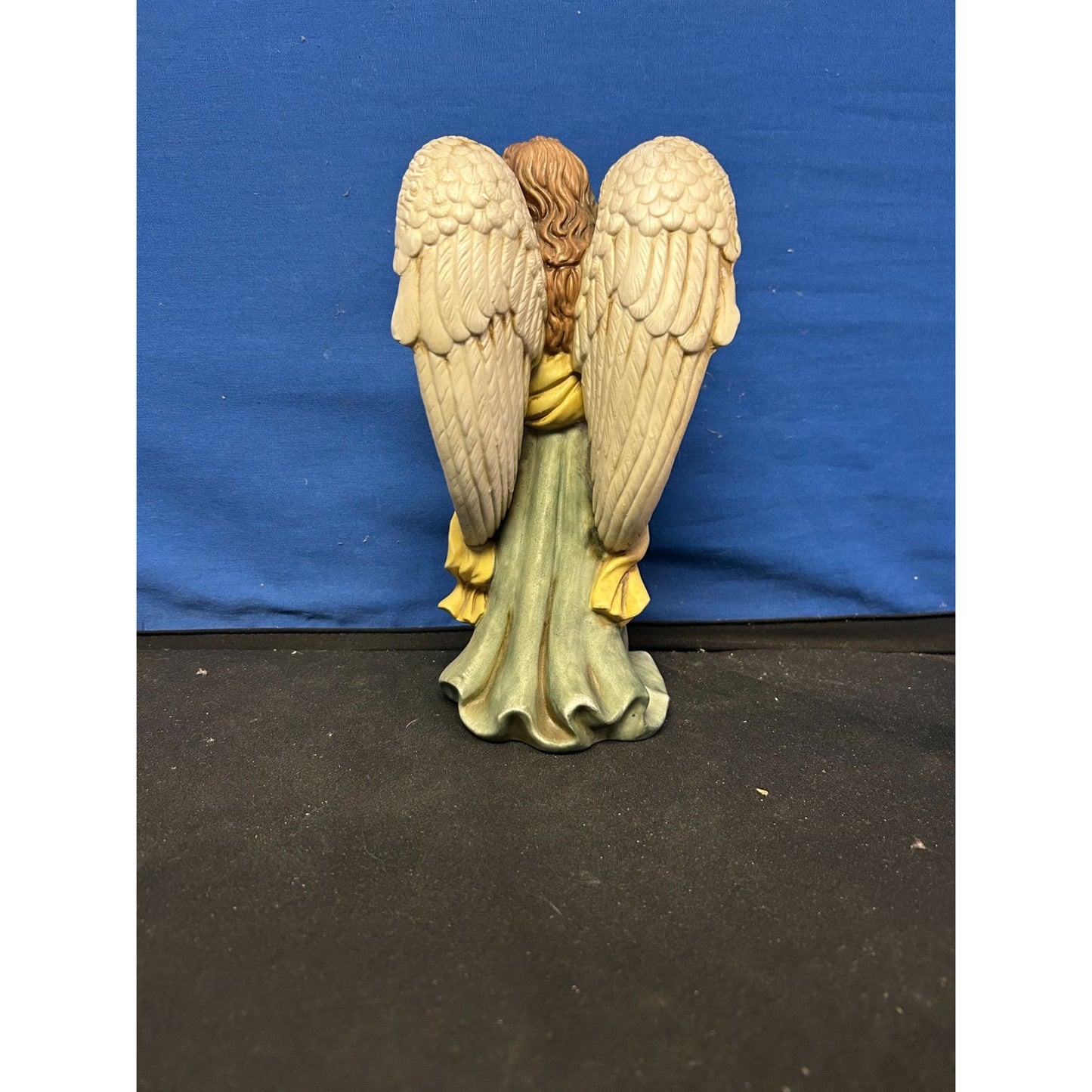 Hand-Painted Angel Figurine With Trumpet & Flowing Gown 7.5" Resin Collectible Statue