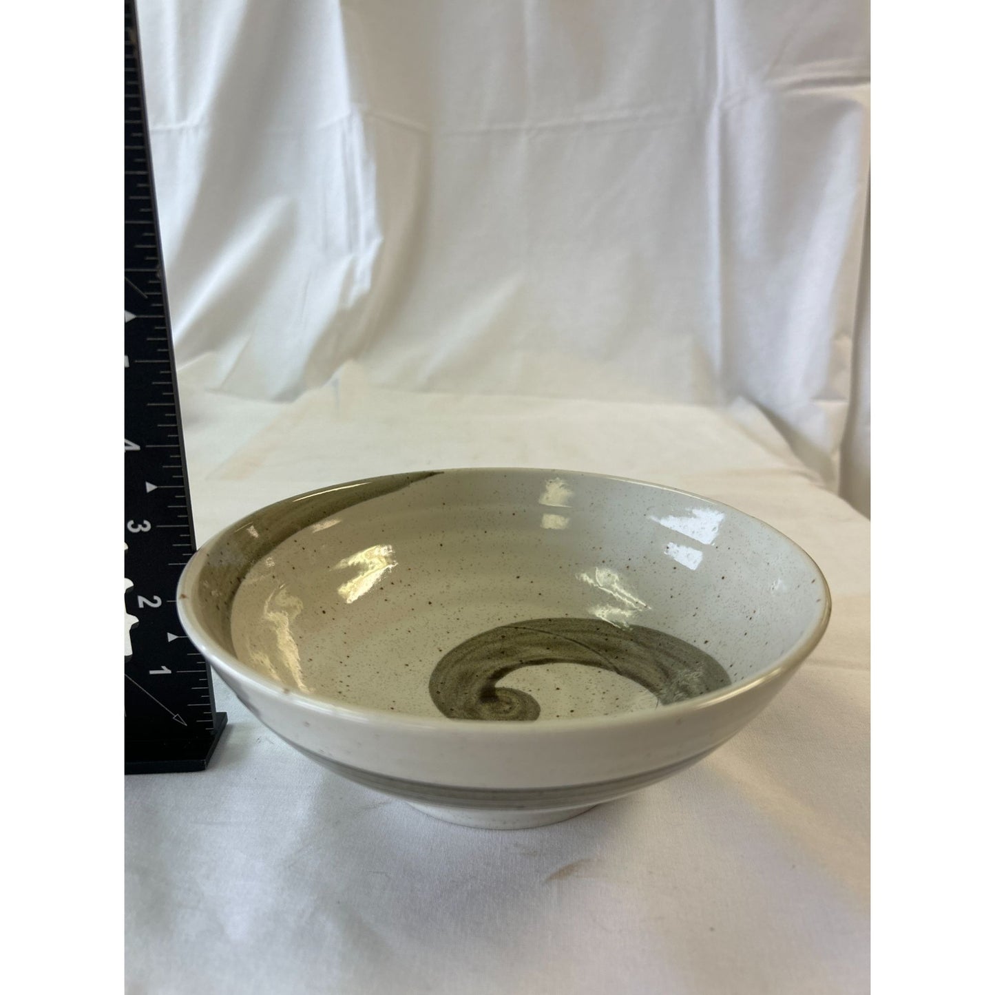 Handcrafted Ceramic Bowl With Swirl Design 6" Diameter Artisan-Made Neutral Tones Home Decor Or Kitchen Use