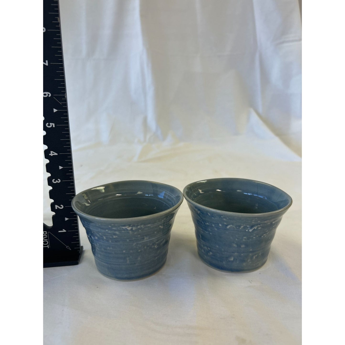 Set Of 2 Handmade Ceramic Blue Glazed Cups