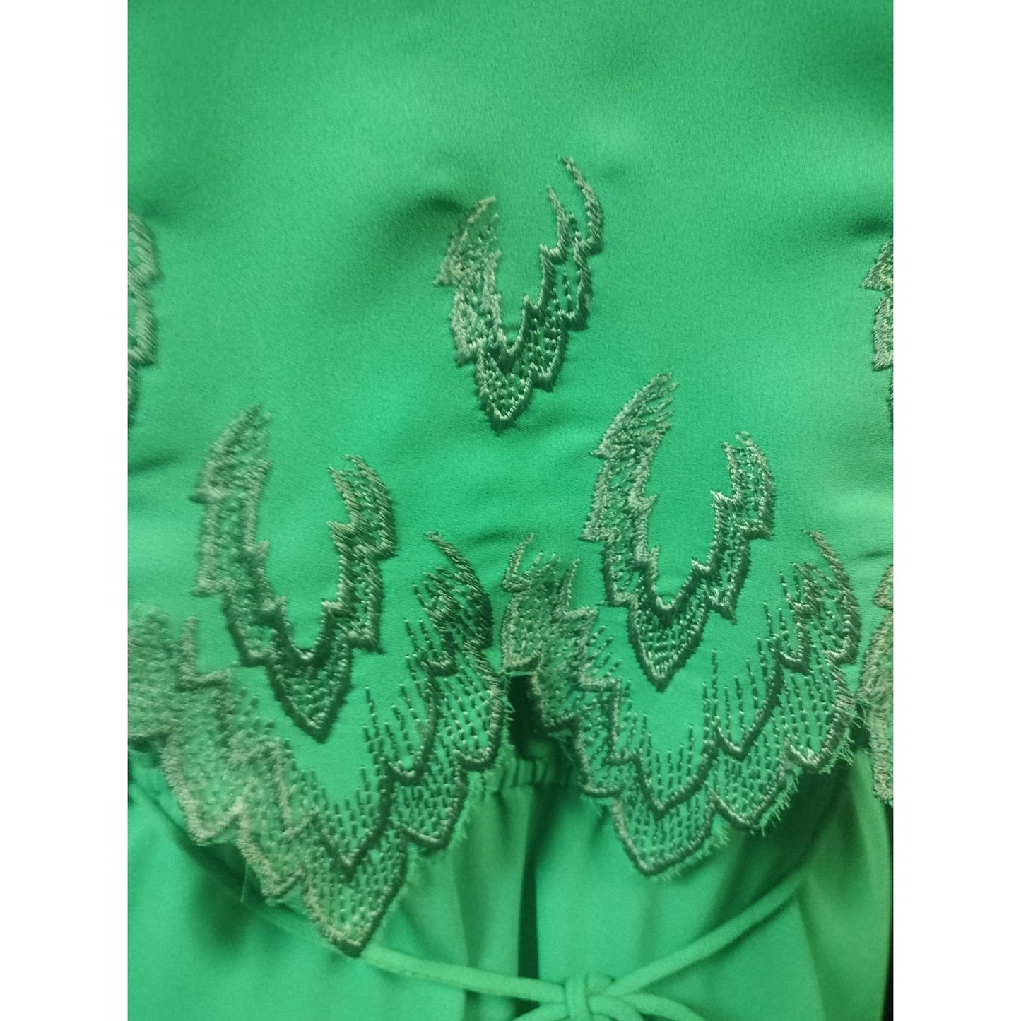 Green Sleeveless Spaghetti Strap Dress With Lace Overlay & Bow Detail By George S.