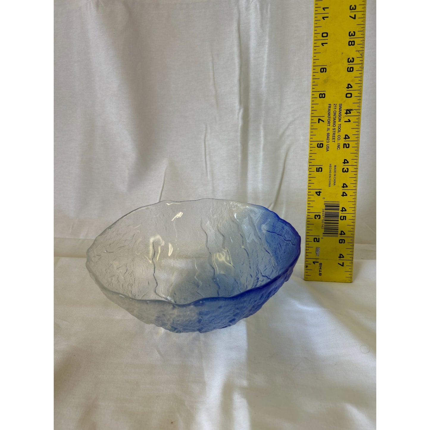 Handmade Textured Glass Bowl With Blue Gradient Design