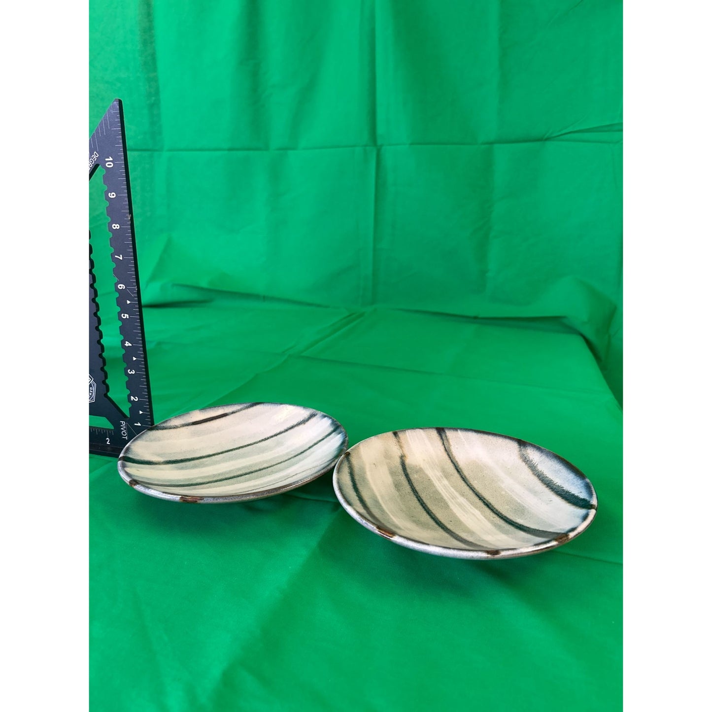 Handcrafted Ceramic Striped Bowls Set Of 2 - 6-Inch Diameter - Neutral Tones Home Decor & Dining