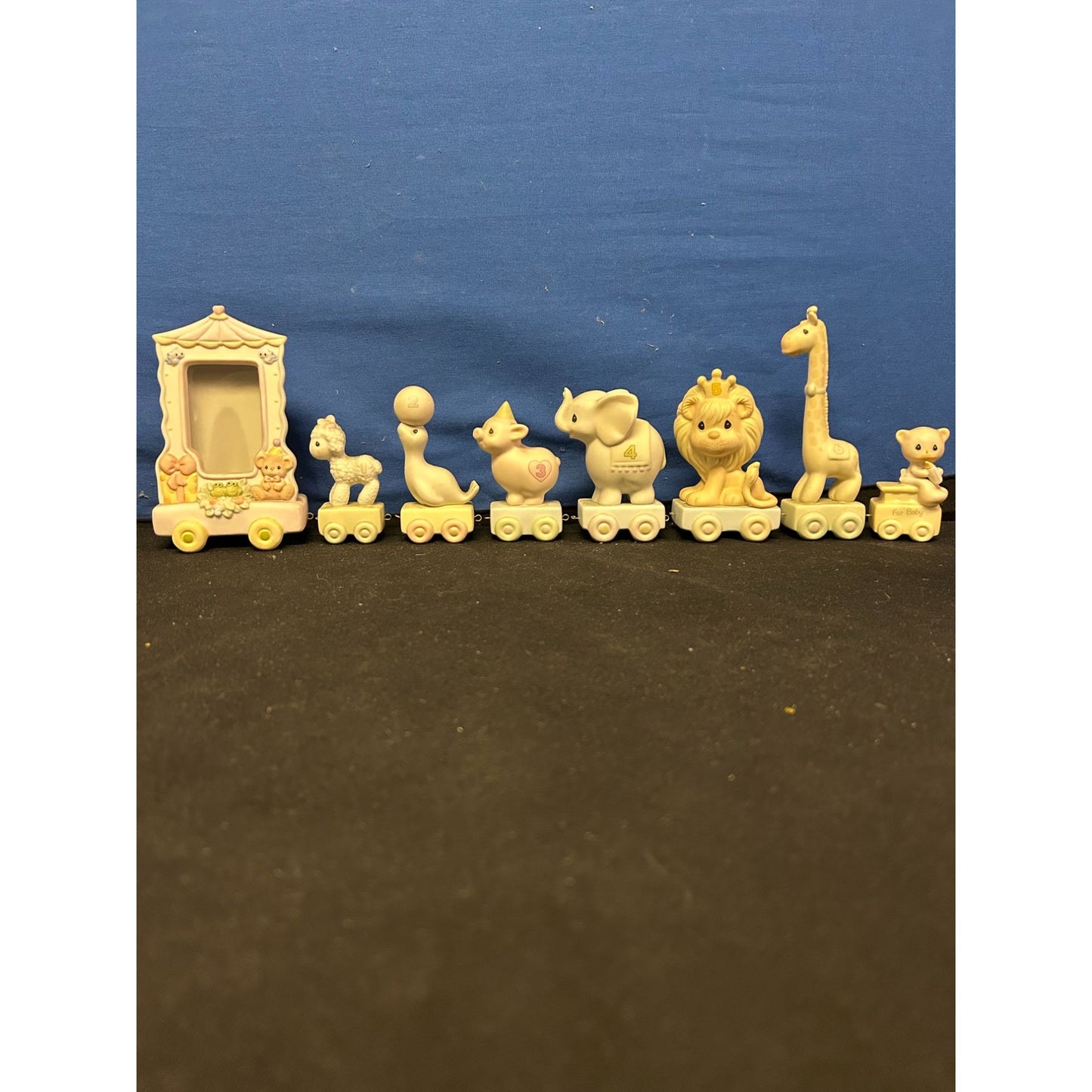 Precious Moments Birthday Train Frame Figurines Set Of 8 Ceramic Animals