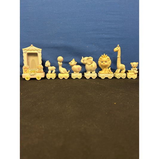 Precious Moments Birthday Train Frame Figurines Set Of 8 Ceramic Animals