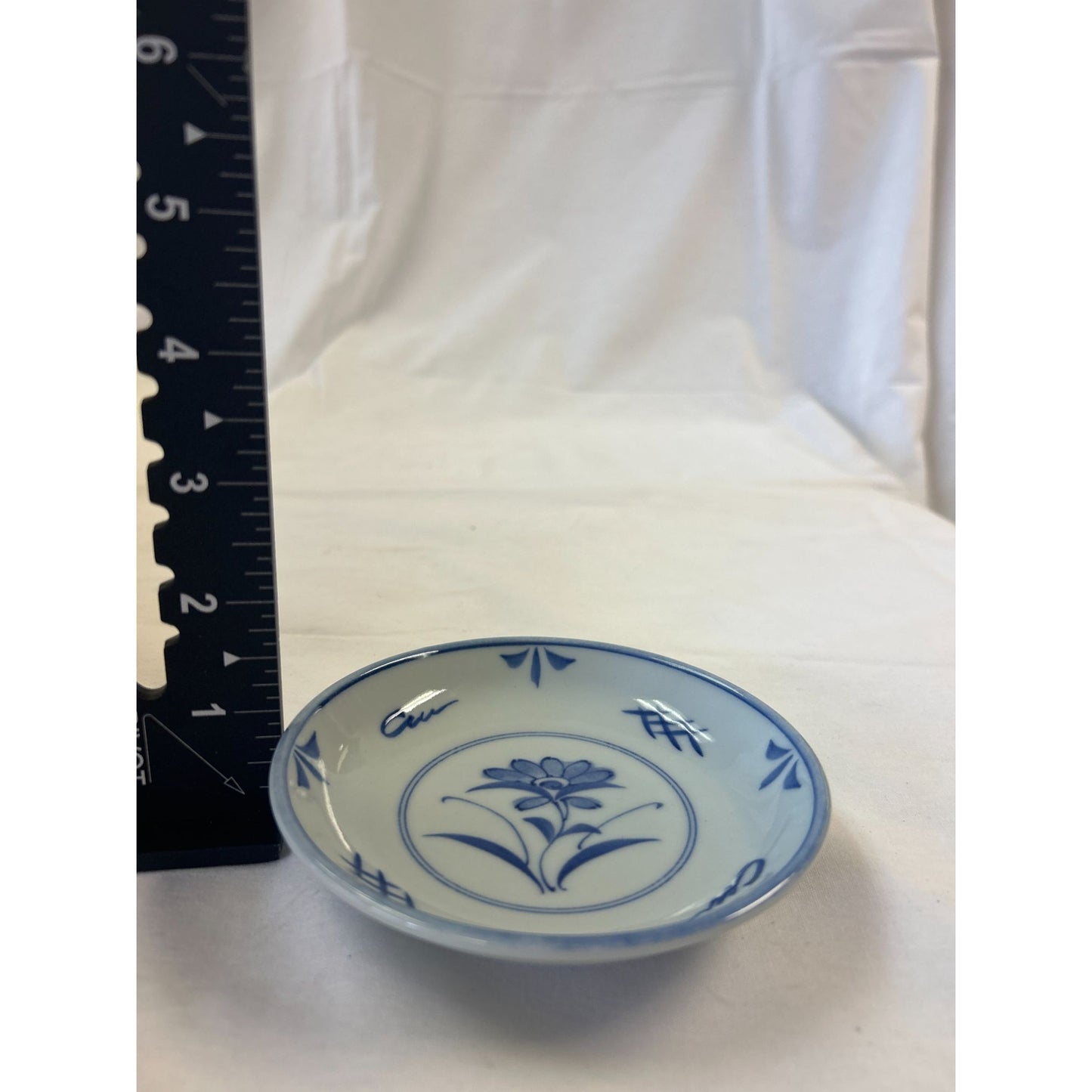 Vintage Blue & White Ceramic Saucer With Floral Design