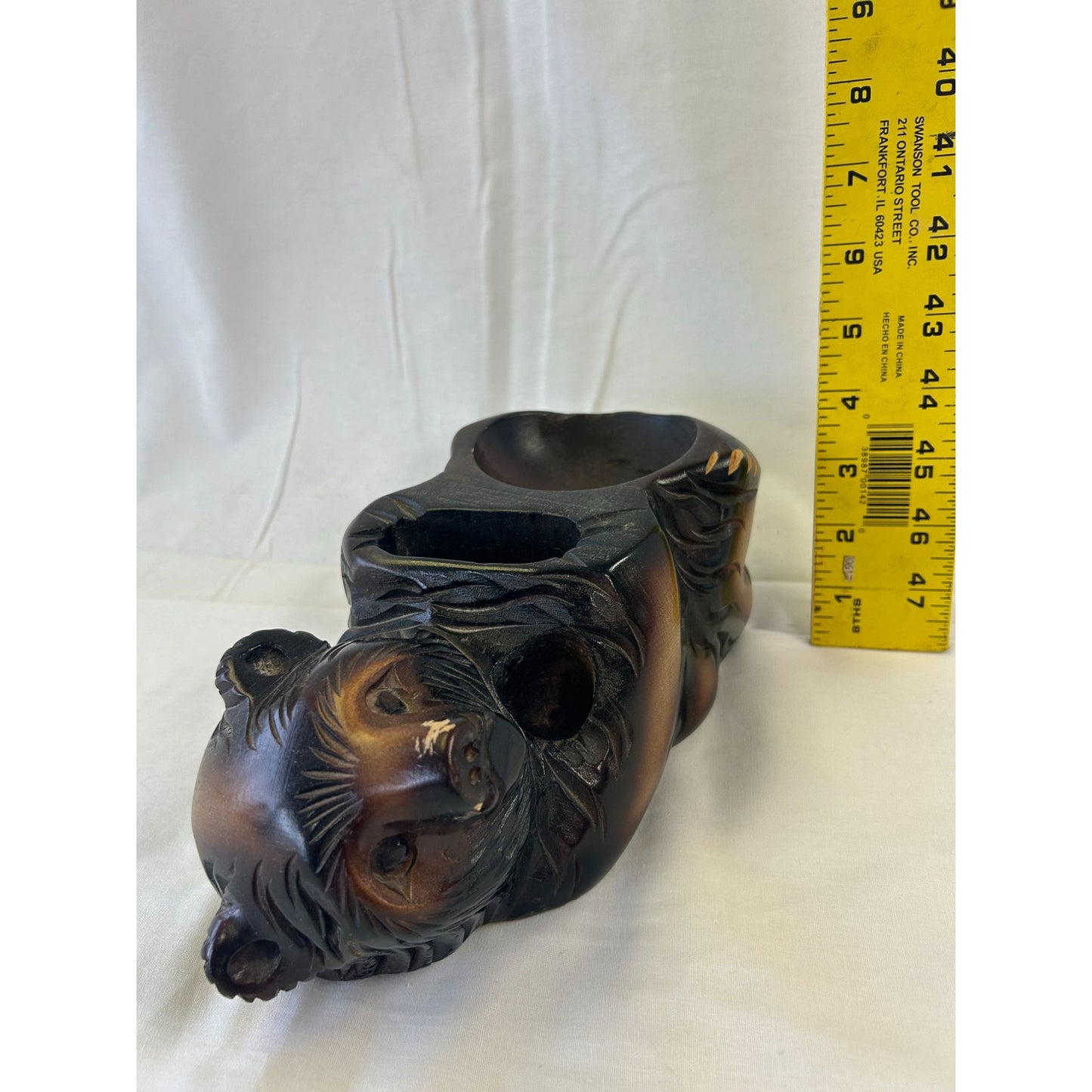 Hand-Carved Wooden Bear Figurine With Dual Compartments