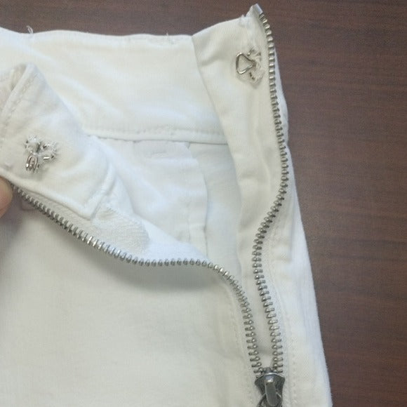 Ann Taylor White Skinny Jeans with Textured Fabric