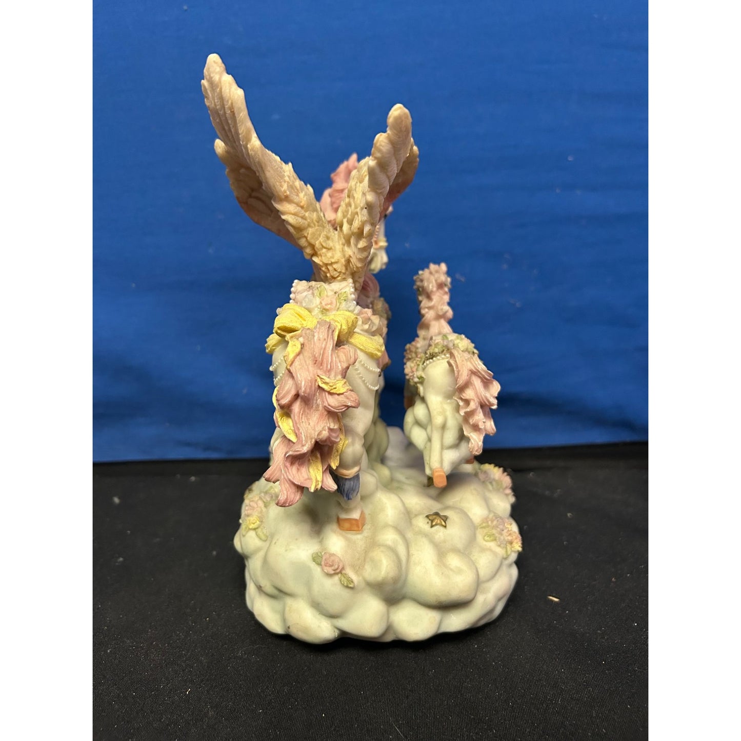 Porcelain Pegasus & Foal Carousel Figurine Music Box "The Sound Of Music" Pastel Colors 7" Tall