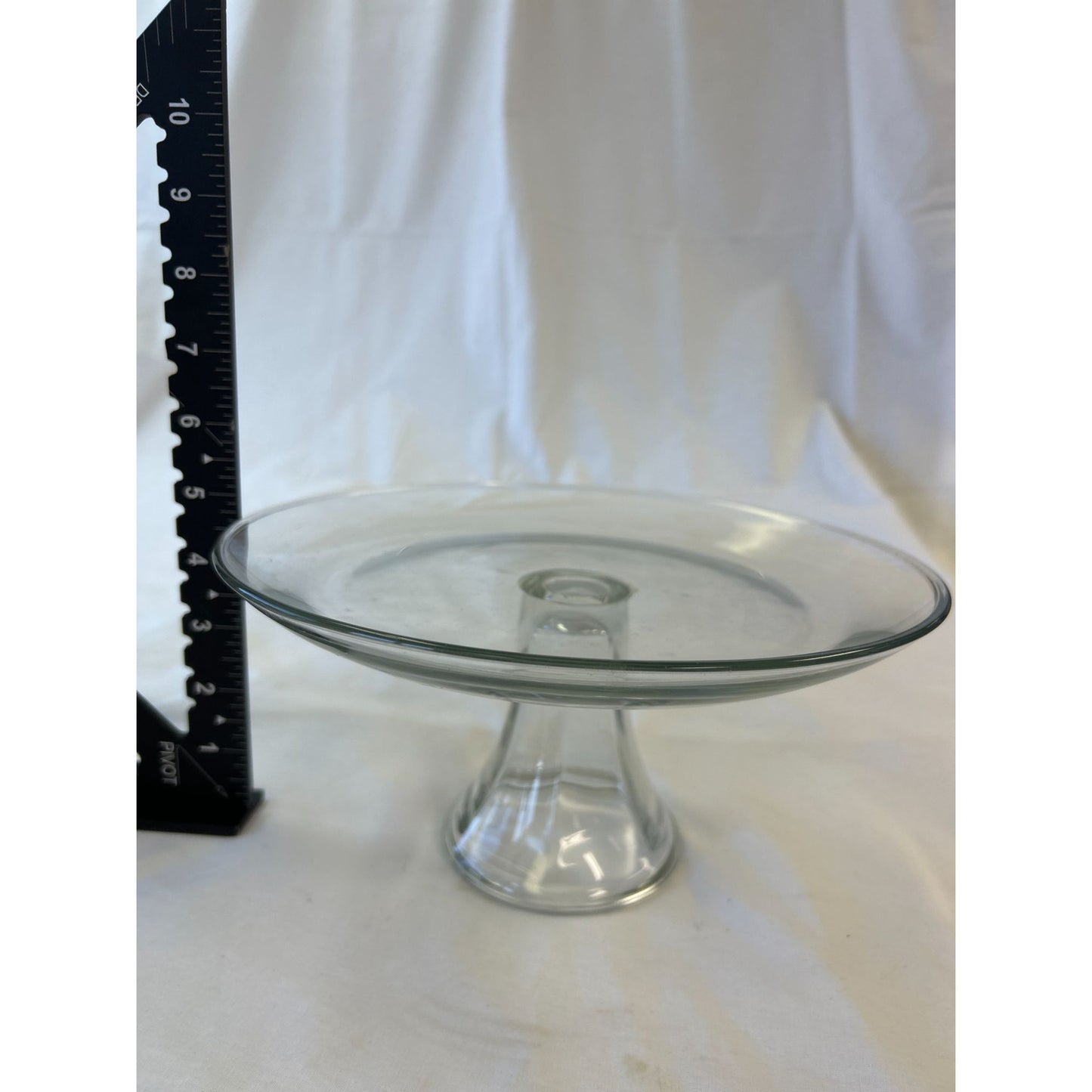 Clear Glass Pedestal Cake Stand 9 Inches Round With Simple Design