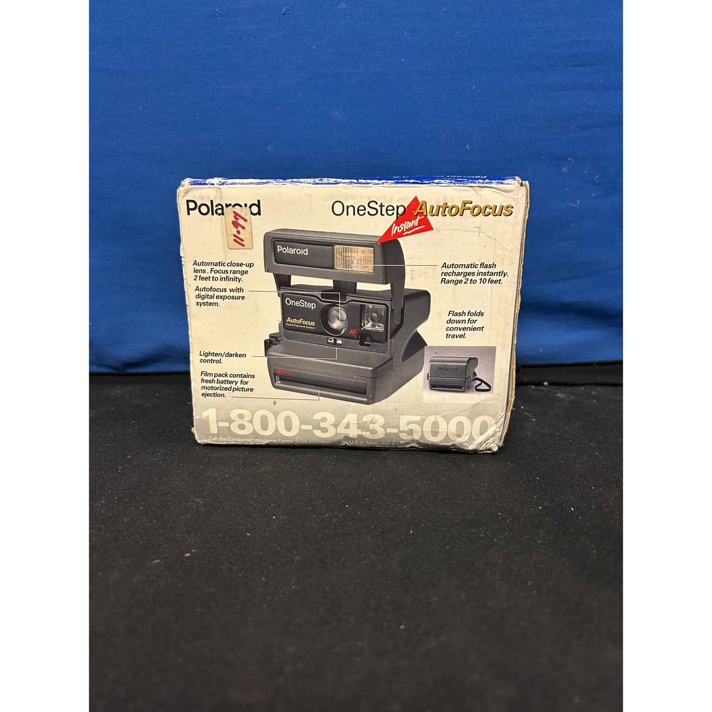 Polaroid OneStep Instant AutoFocus Camera W/ Flash & Strap Vintage Collectible