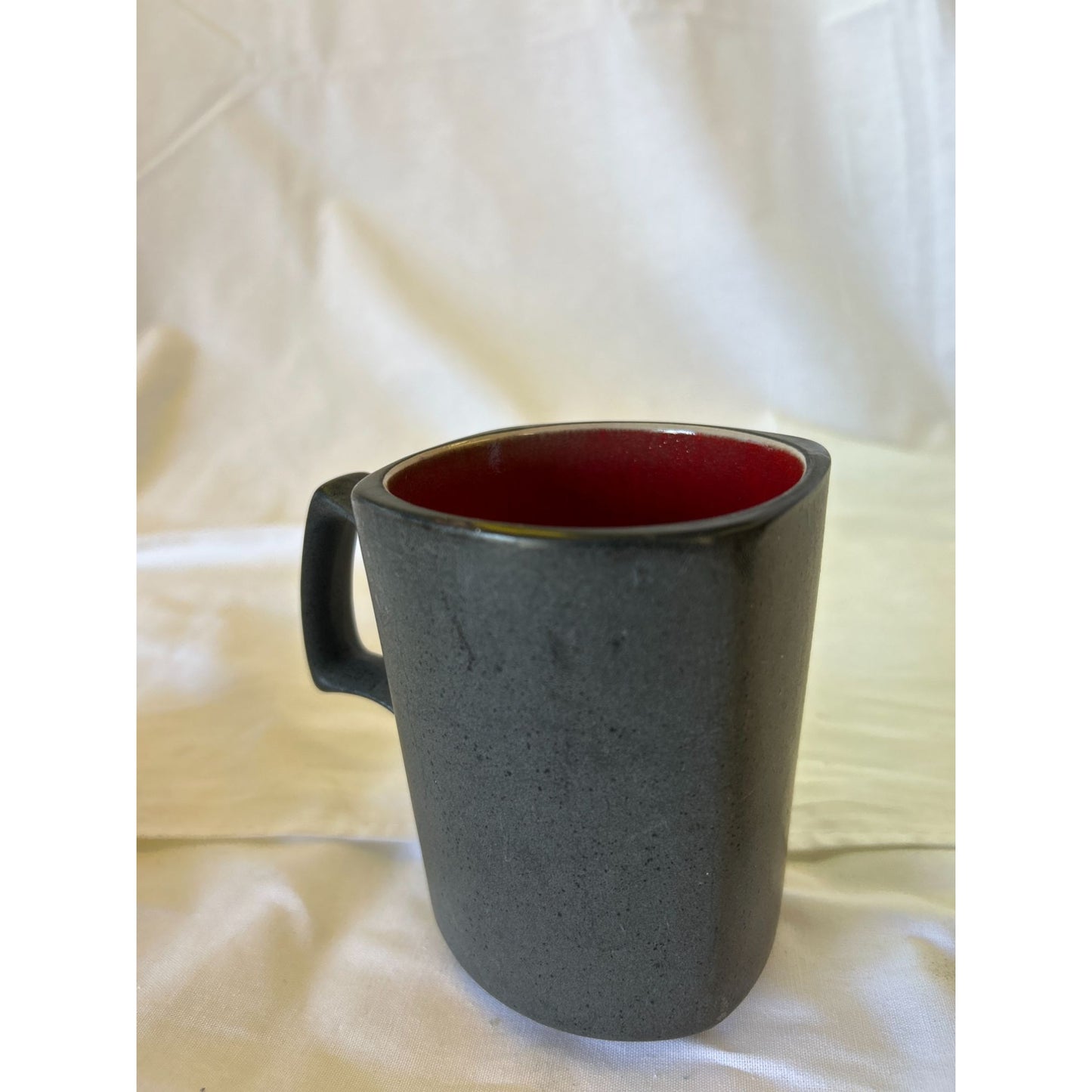Gray & Red Ceramic Mug 12 Oz Modern Coffee Cup