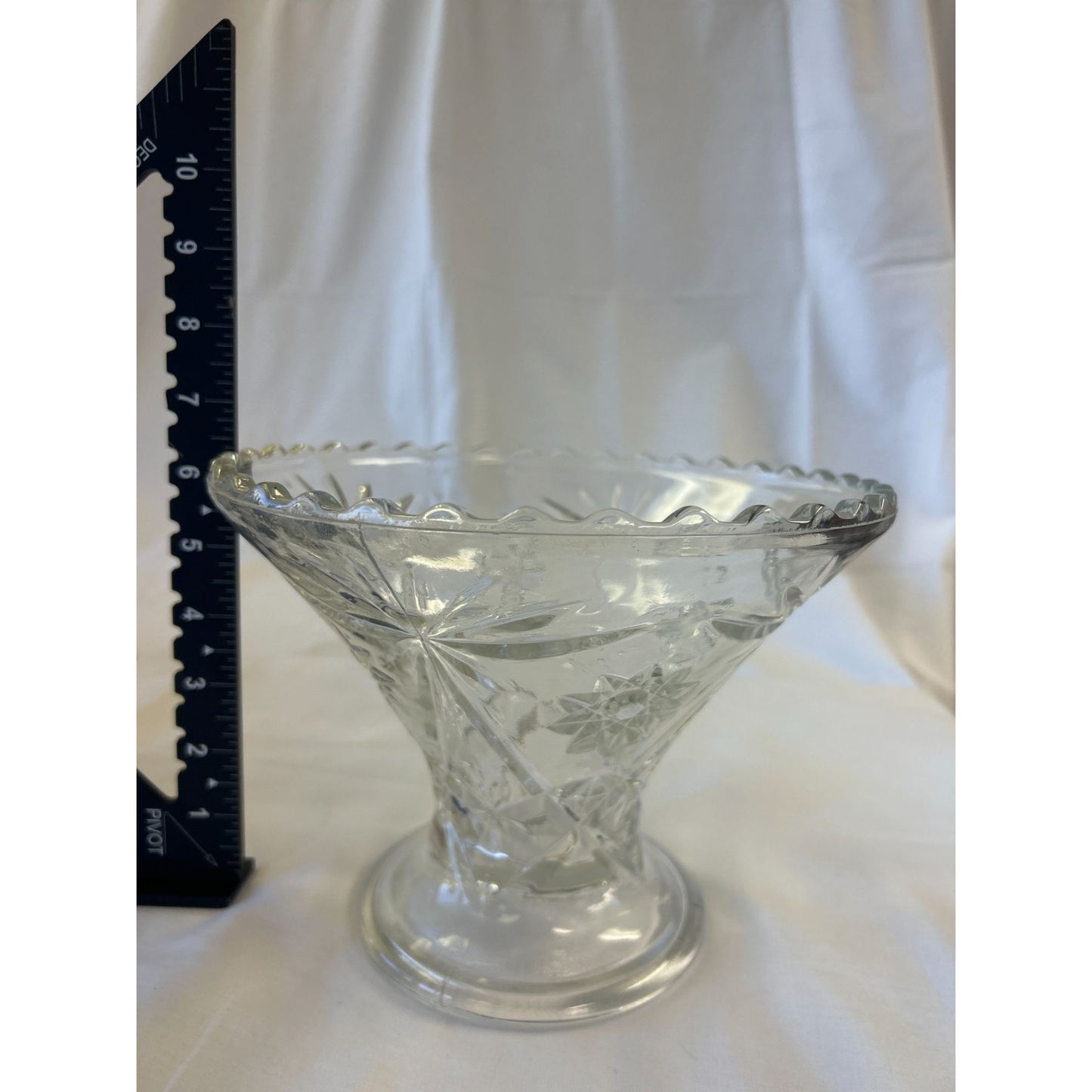 Vintage Clear Pressed Punch Bowl Stand/Glass Vase With Star of David Design