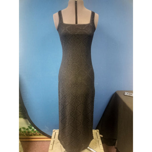 Vintage Explosion Black Lace Maxi Dress Sleeveless Square Neck Medium USA Made