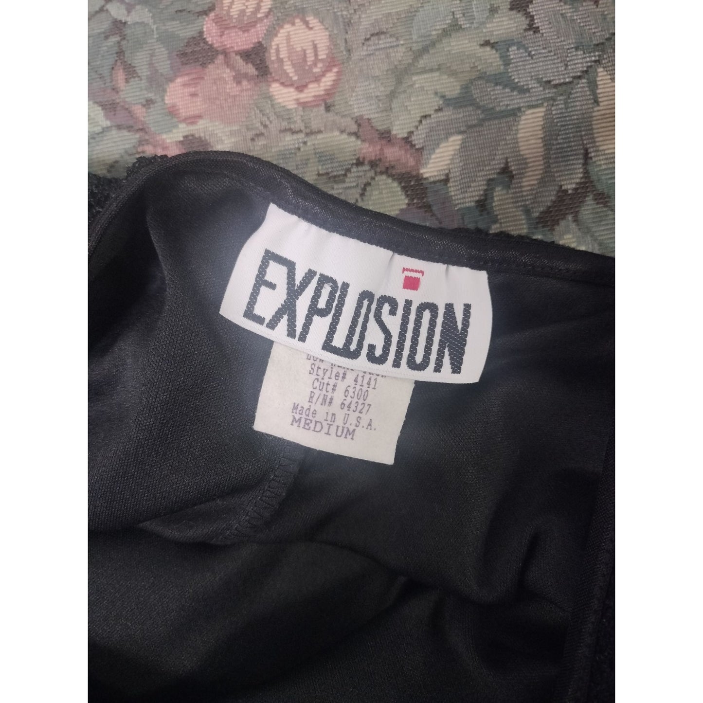 Vintage Explosion Black Lace Maxi Dress Sleeveless Square Neck Medium USA Made