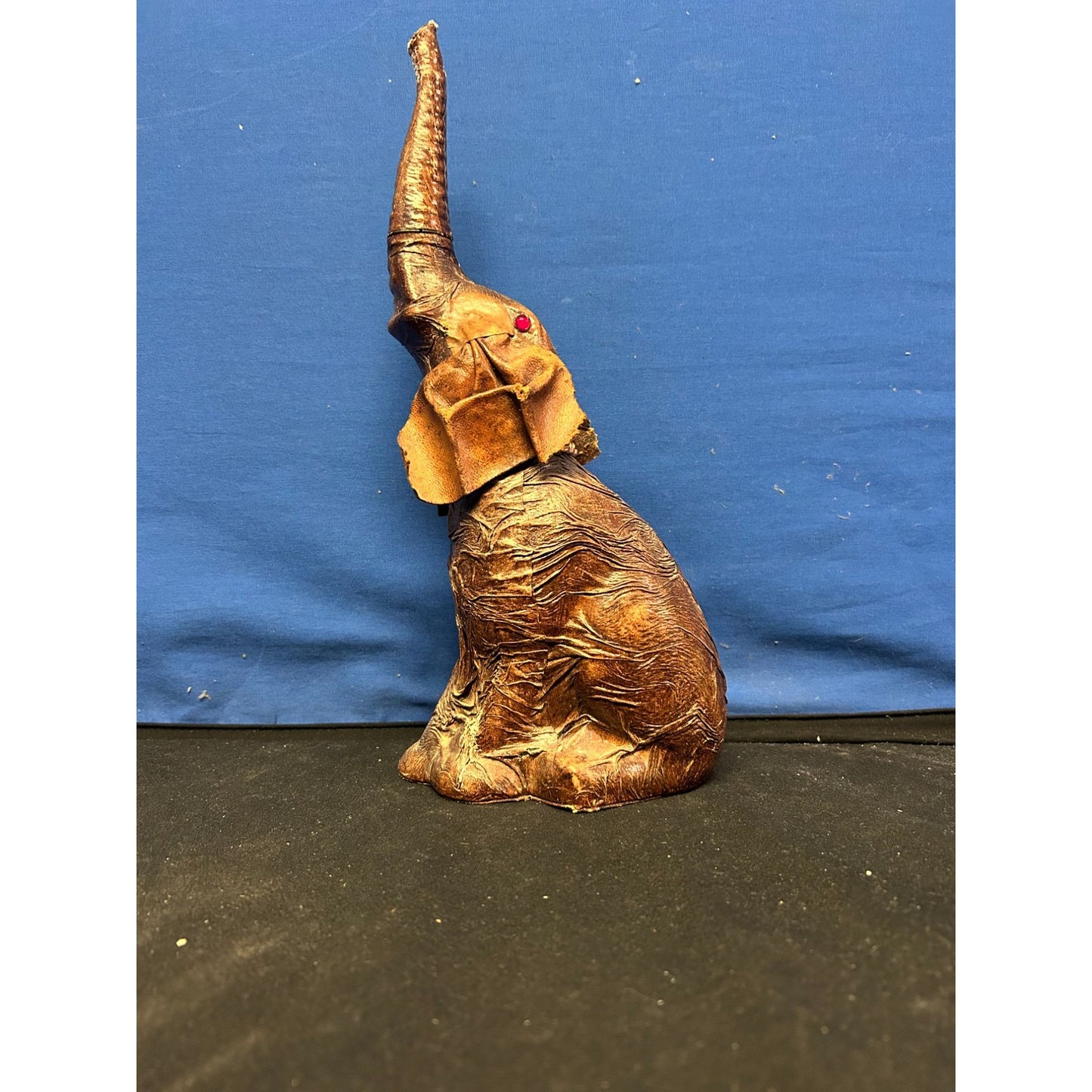 Handcrafted Resin Elephant Figurine With Red Gem Eyes