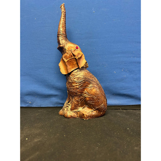 Handcrafted Resin Elephant Figurine With Red Gem Eyes