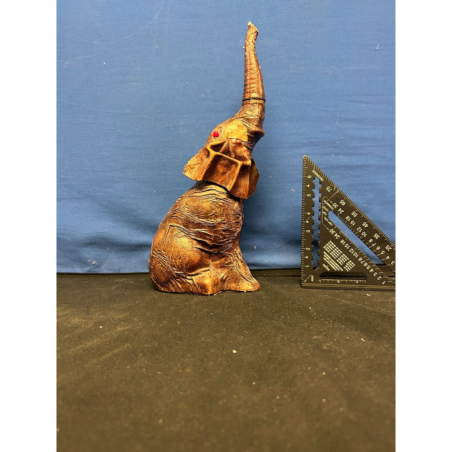 Handcrafted Resin Elephant Figurine With Red Gem Eyes