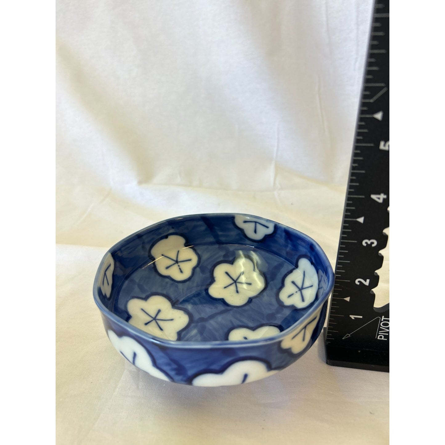 Handmade Blue & White Ceramic Bowl With Floral Design