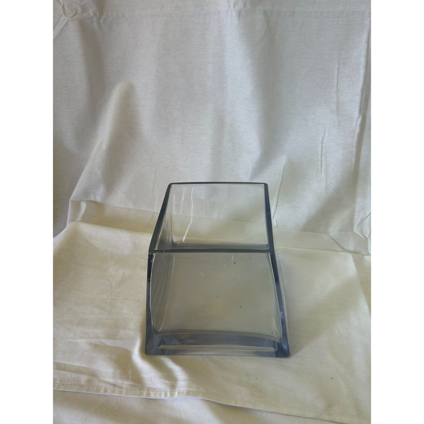 Modern Clear Glass Vase Geometric Design 6" Tall For Home Or Office Decor