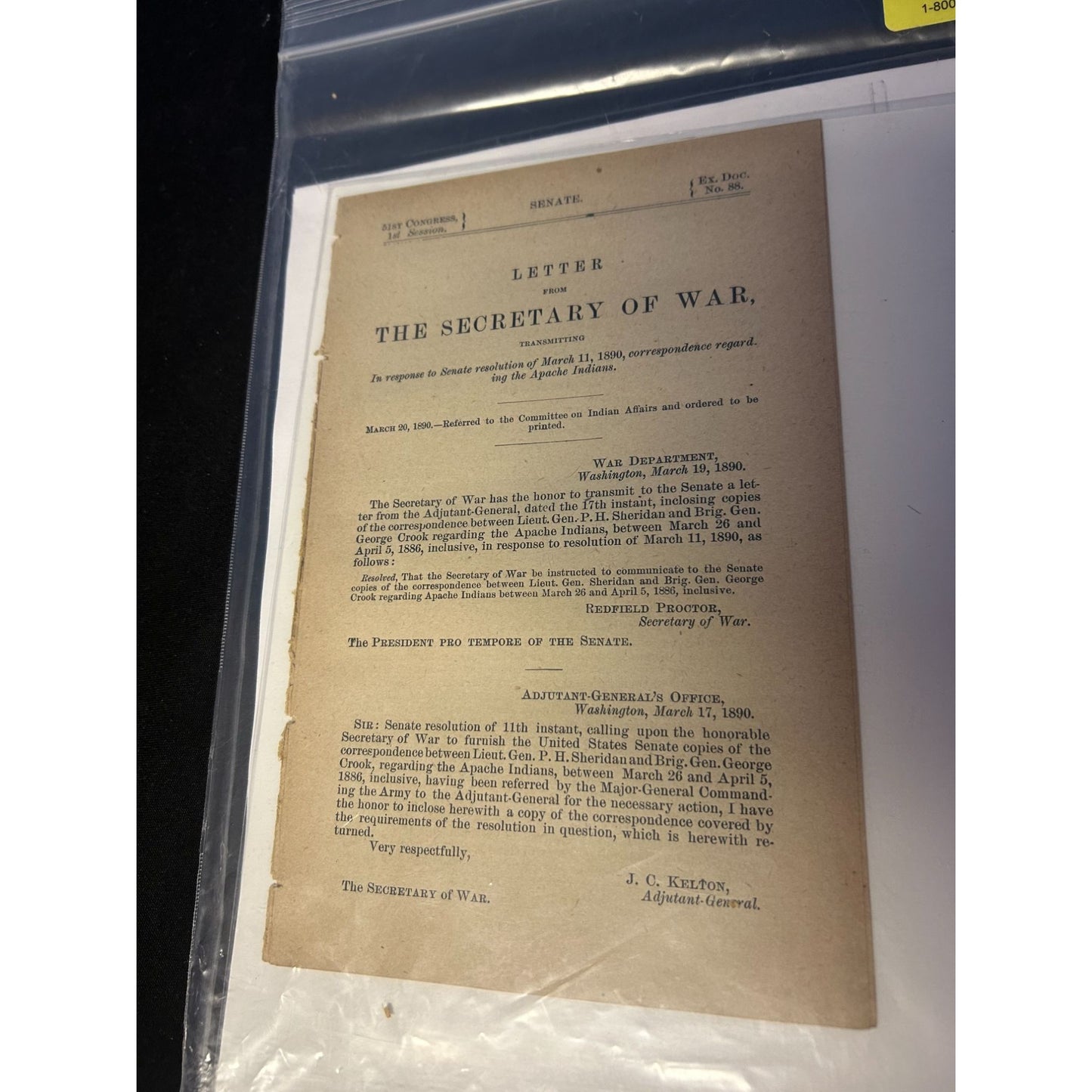 Antique 1890 Letter From Secretary Of War With Native American Photo Prints