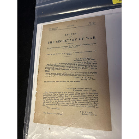 Antique 1890 Letter From Secretary Of War With Native American Photo Prints
