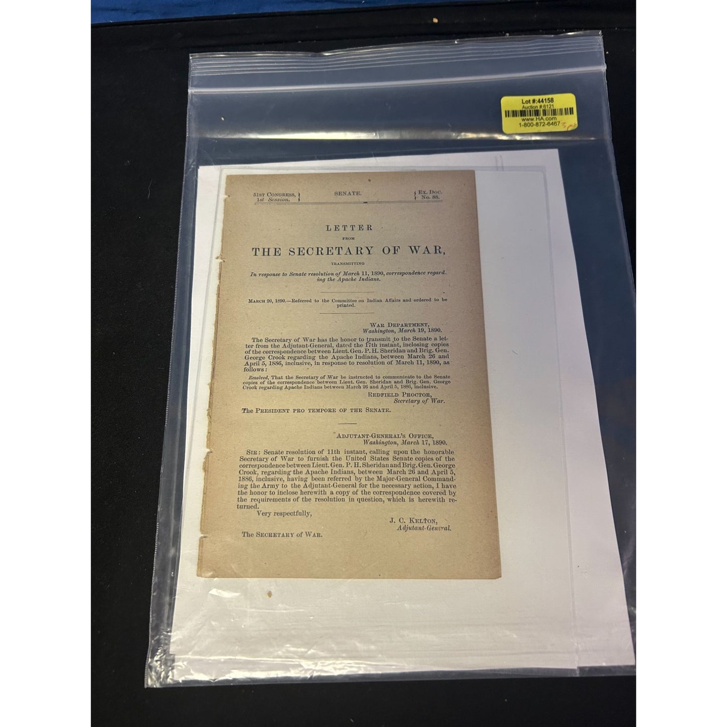 Antique 1890 Letter From Secretary Of War With Native American Photo Prints