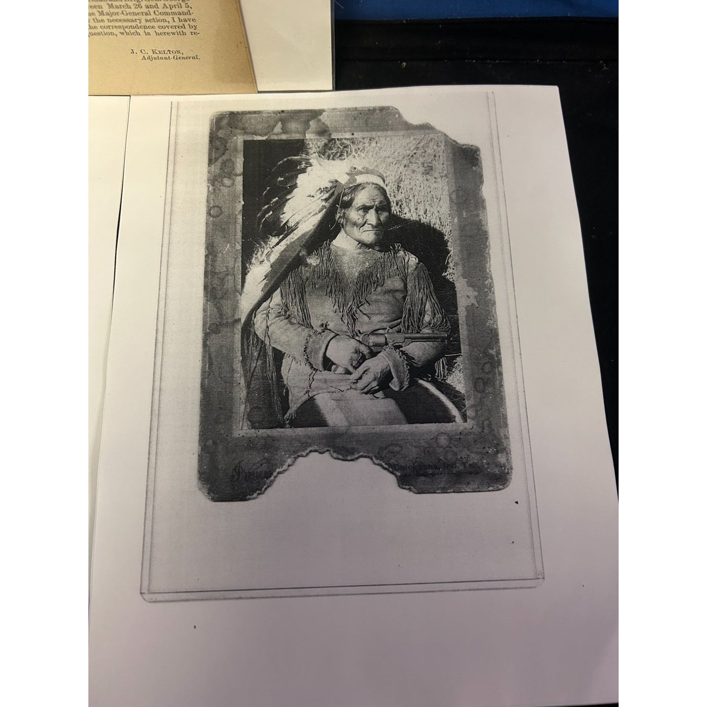 Antique 1890 Letter From Secretary Of War With Native American Photo Prints