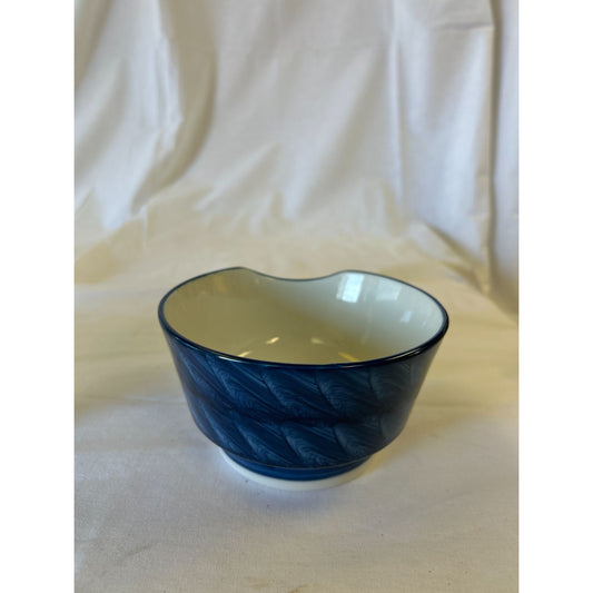 Blue & White Bamboo Design Porcelain Bowl