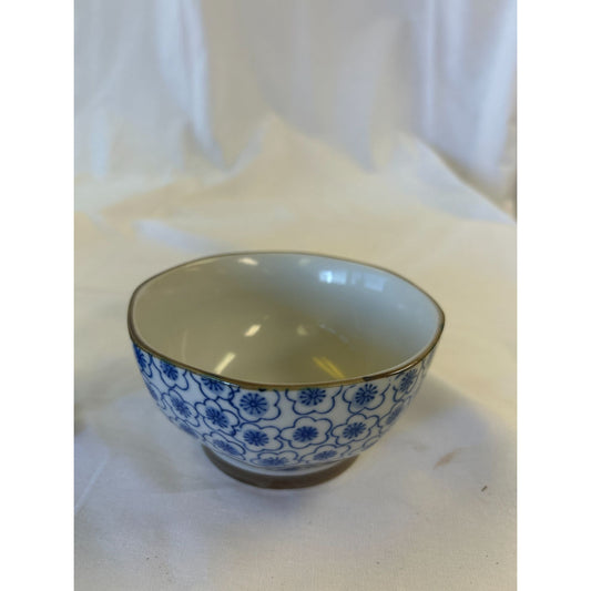 Blue & White Floral Ceramic Bowl