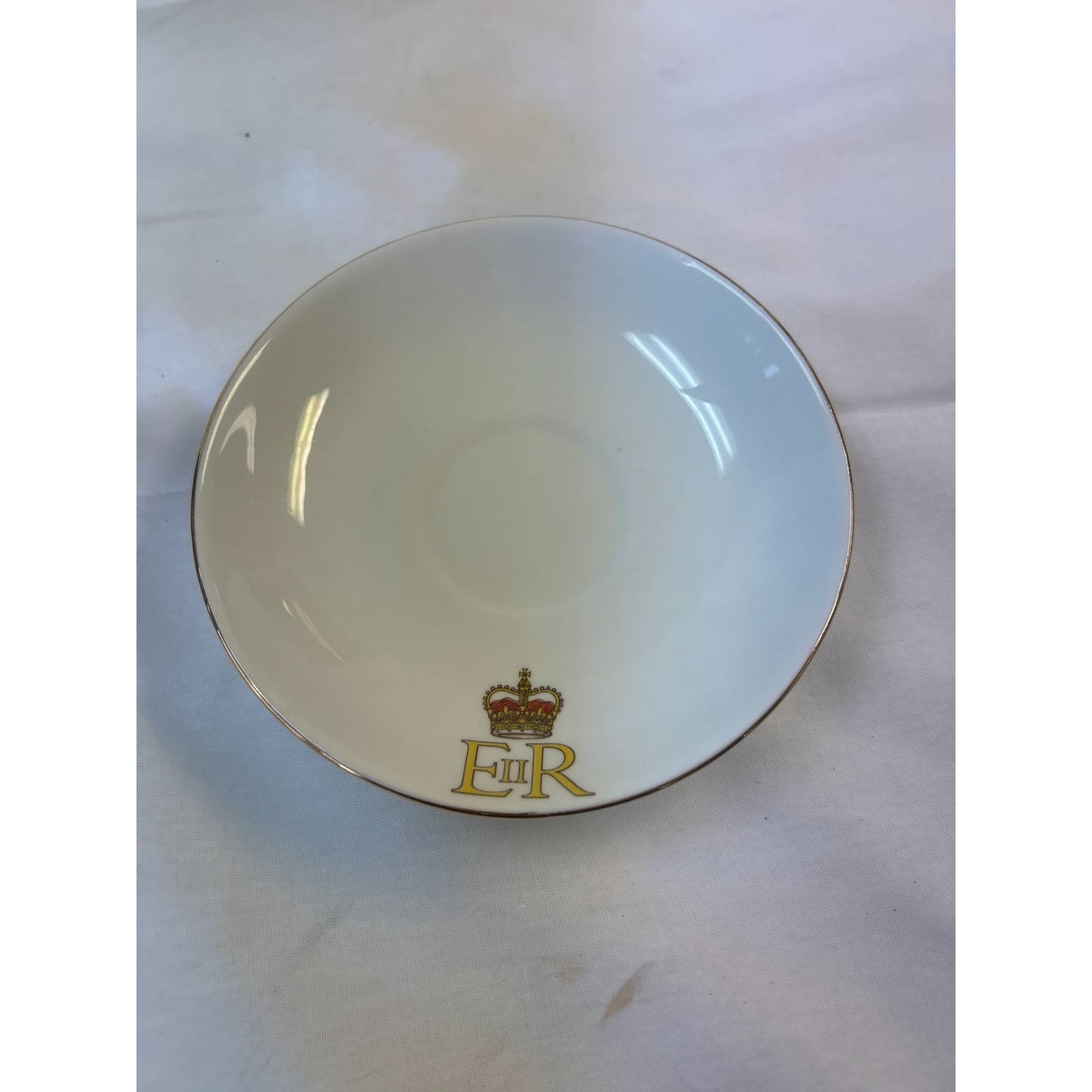Queen Elizabeth II Coronation 1953 Commemorative Saucer With Gold Trim
