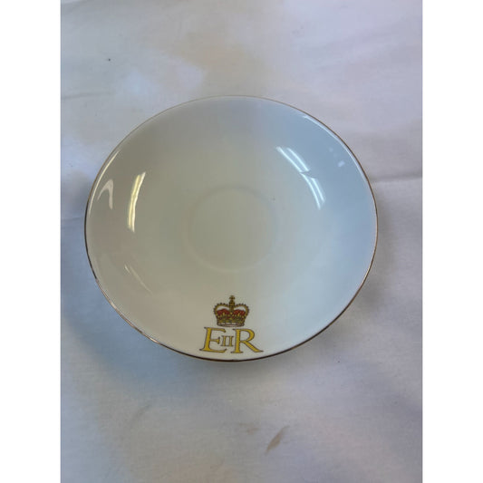 Queen Elizabeth II Coronation 1953 Commemorative Saucer With Gold Trim