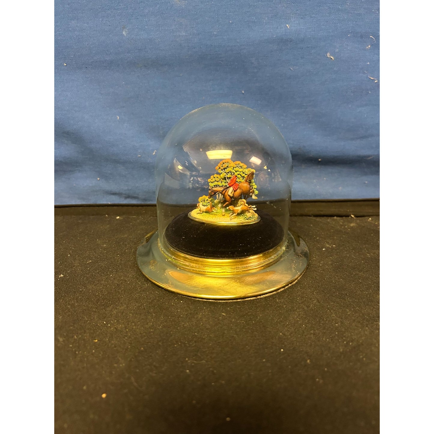 Miniature Tree Sculpture Under Glass Dome 3" Tall With Black Base Handmade Decor Display