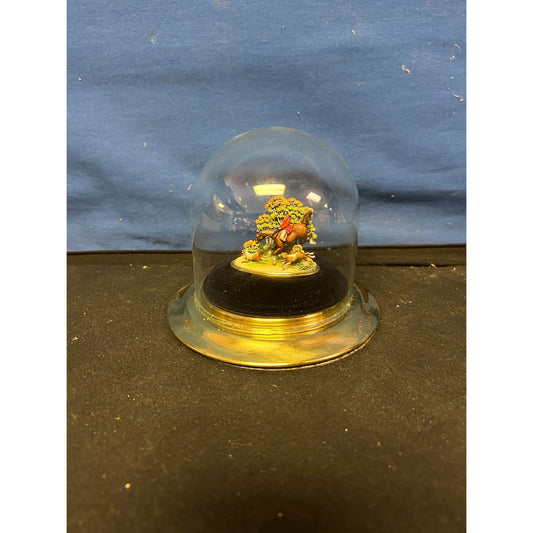 Miniature Tree Sculpture Under Glass Dome 3" Tall With Black Base Handmade Decor Display